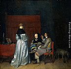 Gerard Ter Borch Canvas Paintings - Gallant Conversation; known as The Paternal Admonition'